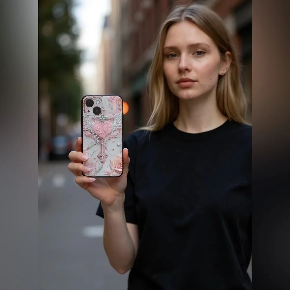 iPhone 16 Pro Max Pink Heart Phone Case